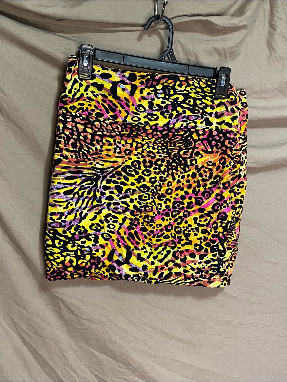 Deb Neon Animal Print Mini Skirt | Size Large